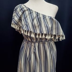 White And Blue Striped Maternity Maxi Dress